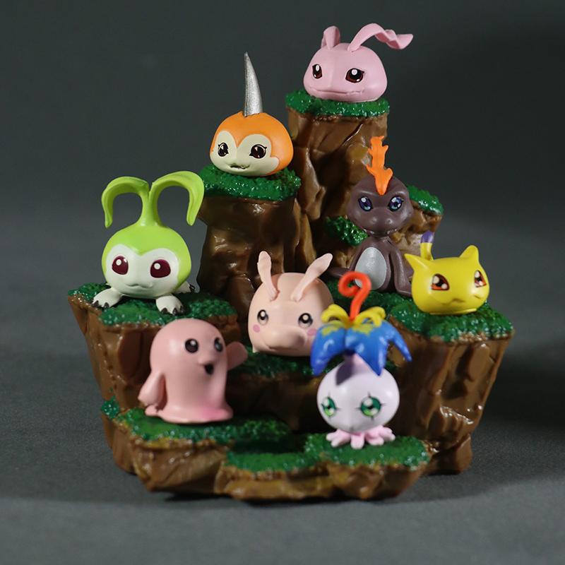 11cm Anime Digimon Baby Stage 8 Piece Scene Agumon Biyomon Gabumon Mogumon Togomon Pomon Character Model Collection Toy Gift