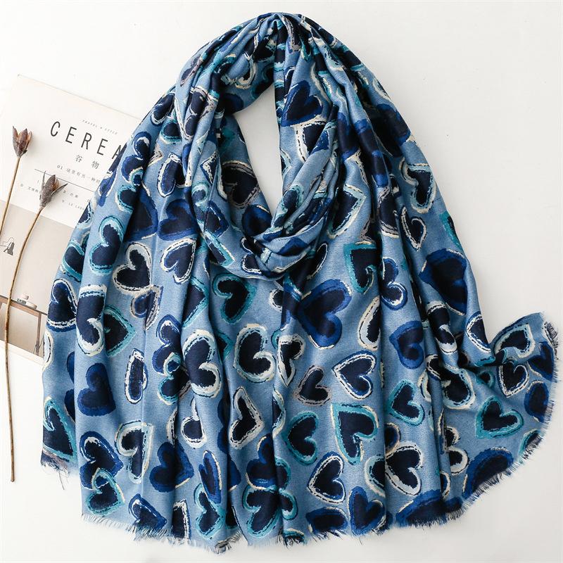 90*180cm Luxury Loving Heart Designer Print Women Long Scarf Ventila Cotton Linen Shawl Lady Tassel Muslim Hijab Wrap