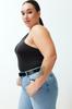 Women's Style Plus Size Cinnamon Asymmetric Collar Knitted Body with Snaps at the Bottom