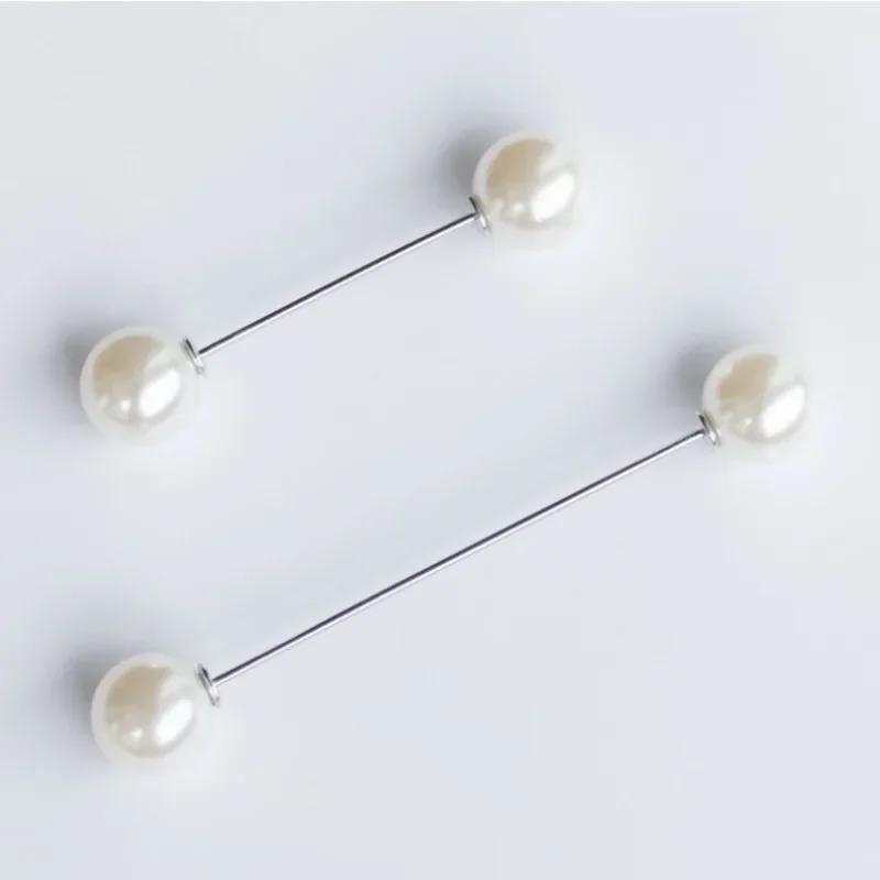 

2PCS Pearl Brooches Pin Sweater Shawl Clips Safety Pins for Women Cardigan Sweater Clip DIY for Shirts Dresses