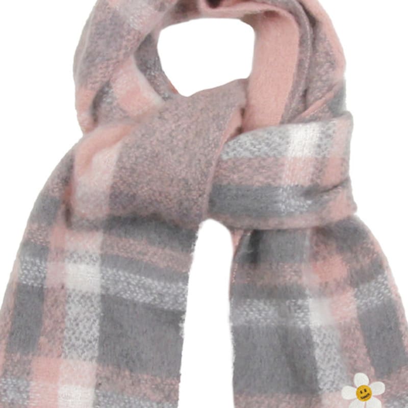 GRAVER [UNISEX] Flower Dot Embroidered Bold Check Muffler_Pink