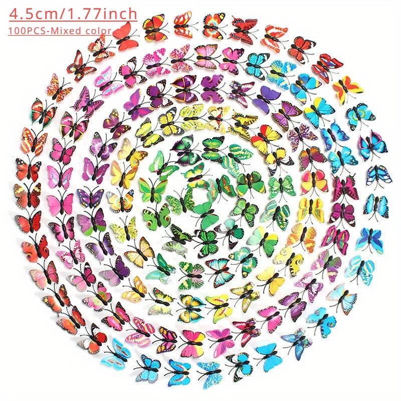 100pcs Simulated 3D Butterflies Versatile Colorful Plastic Butterfly Decorations for Home Garden,Outdoor and Wall decoration