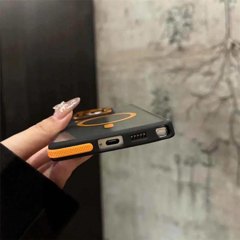 For Magsafe Magnetic Metal Lens Protection Stand Case For Galaxy Samsung S25 S24 S23 S22 Ultra Plus FE Shockproof Cover Bumper