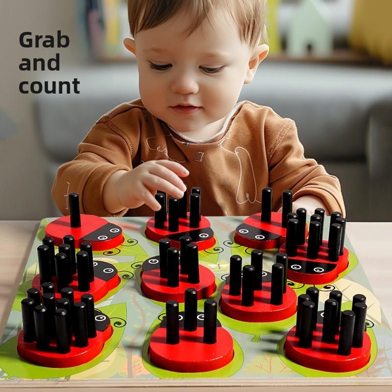 Insect Ladybug Wooden Number Matching Game Toy For Kids Parentchild Learning