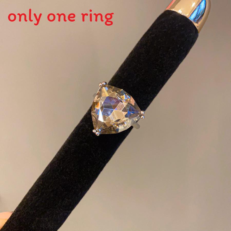 Geometric Triangle Open Ring With Rhinestones For Womens Elegant Office Jewelry