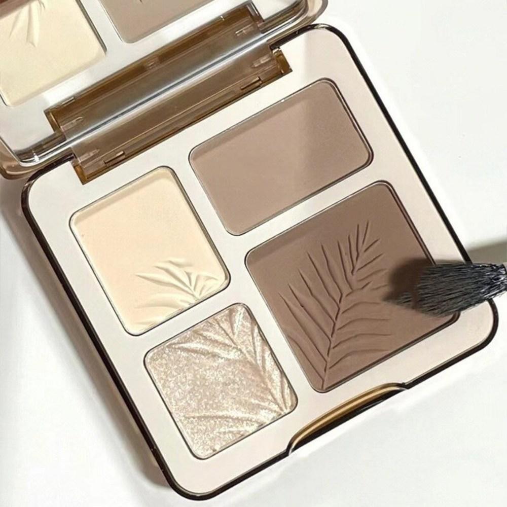 Paletă de contur cu 4 culori, iluminator, pudră de contur mată, rezistentă la apă, machiaj de lungă durată, fard de obraz Rose Blush High Glow, 01, 1 bucată, 1) 01