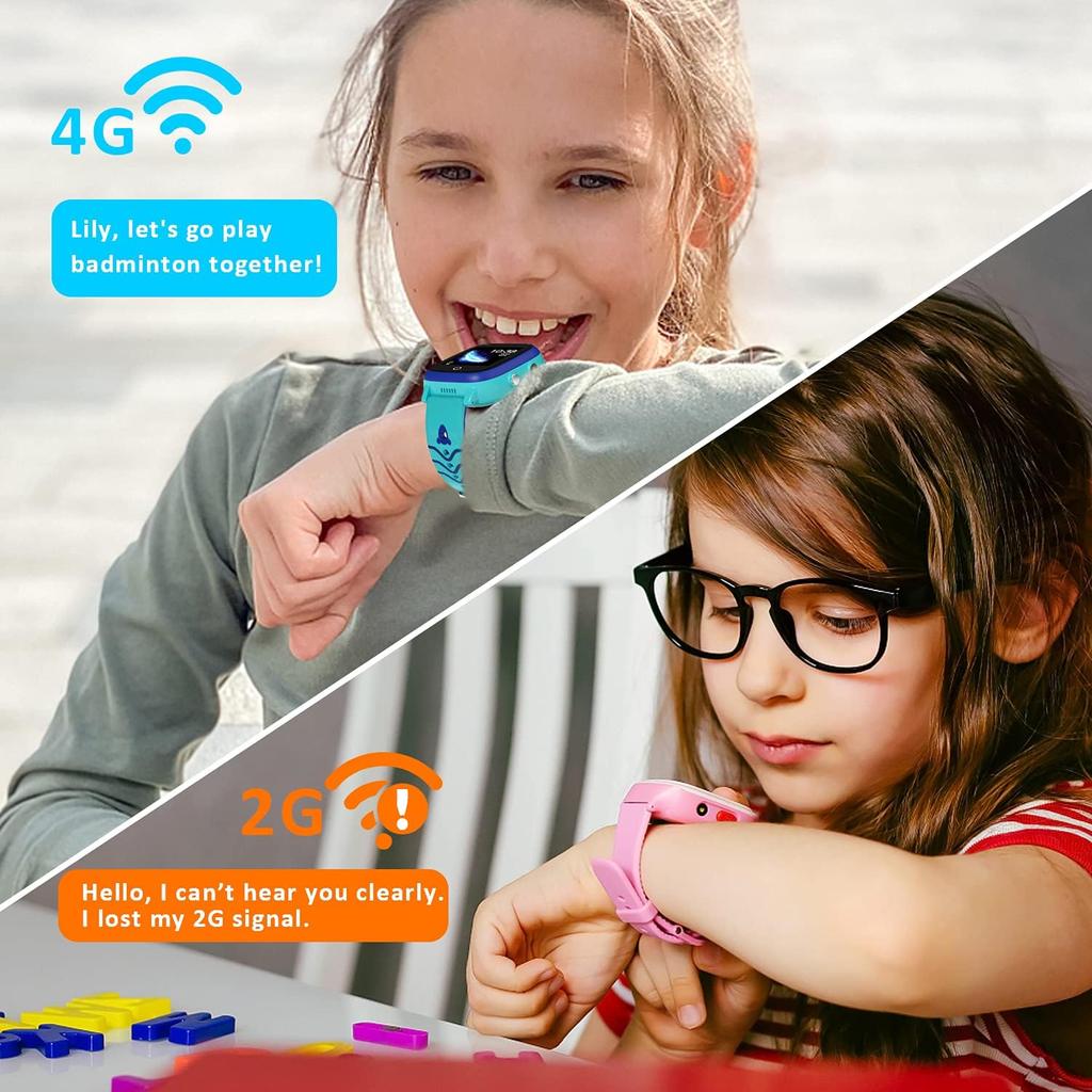 4G Kids Smart Watch, IP67 Waterproof Child Smartwatch with Camera, SOS,GPS Tracker, Video Calling, WiFi, Touch Screen Wrist Watch Phone for Age 3-14