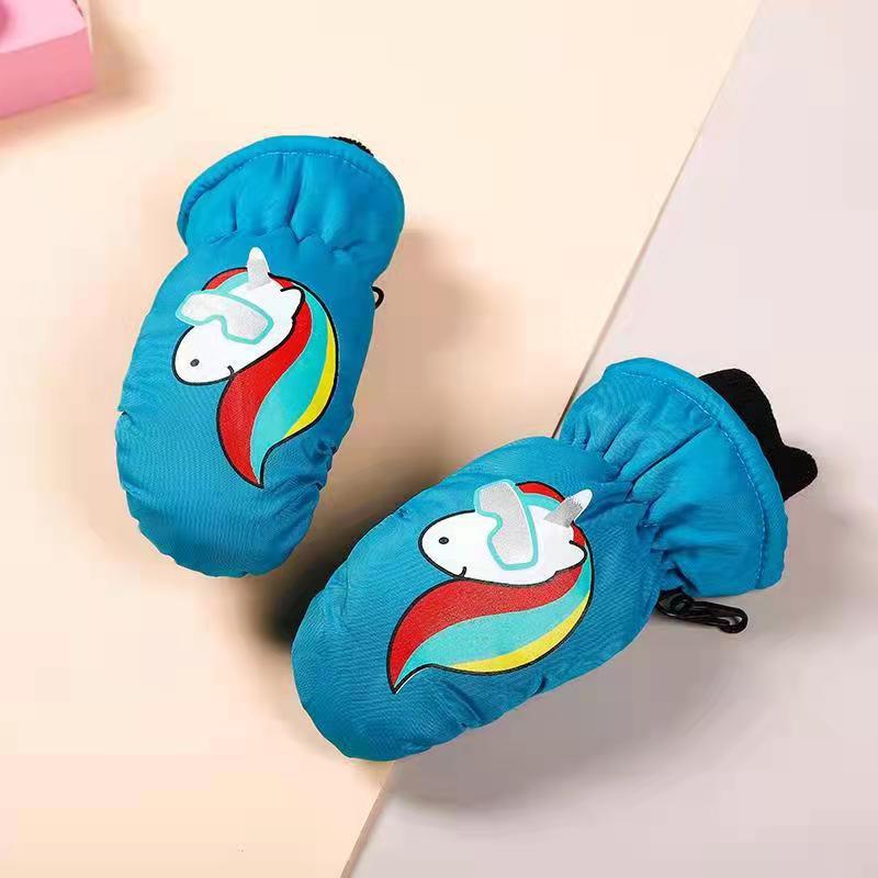 Kids' Cartoon Ski Mittens: Warm, Windproof, Waterproof, for Ages 3-10