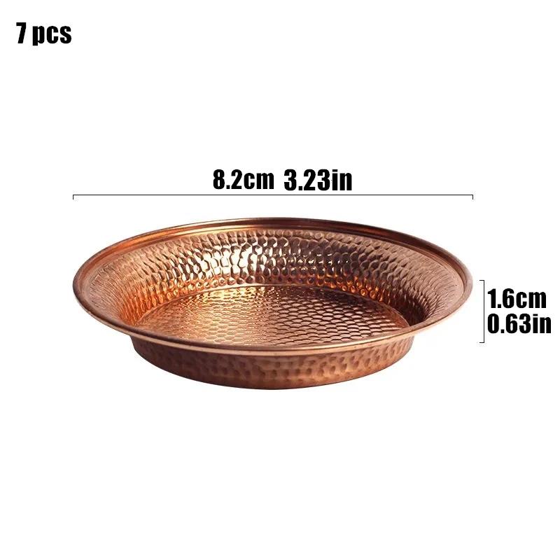 

Pure Copper Hammer Tribute Plate, Buddhist Fruit Saucer, Brass, Auspicious Luster, Tibetan Plate, Home s Gift, 18cm, 7Pcs
