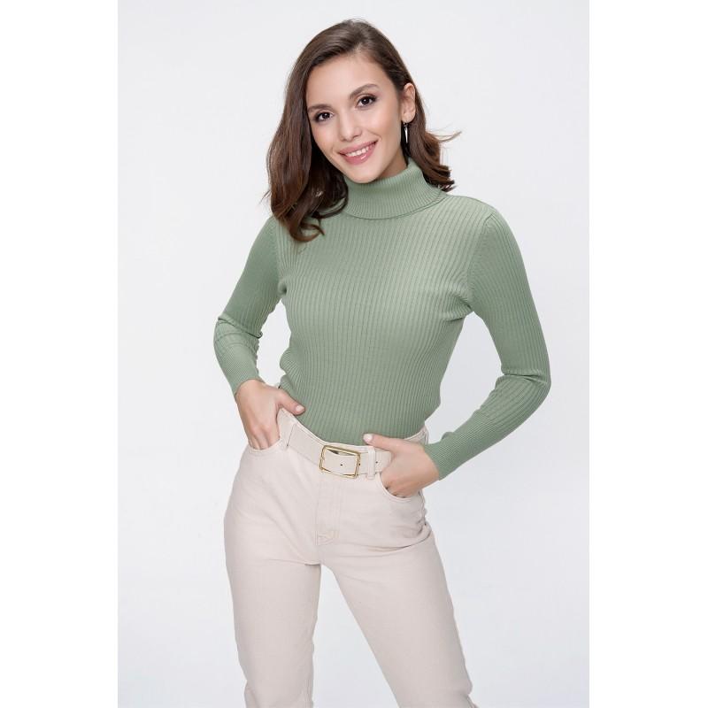 

Акриловый трикотажный свитер с высоким воротом и лайкры