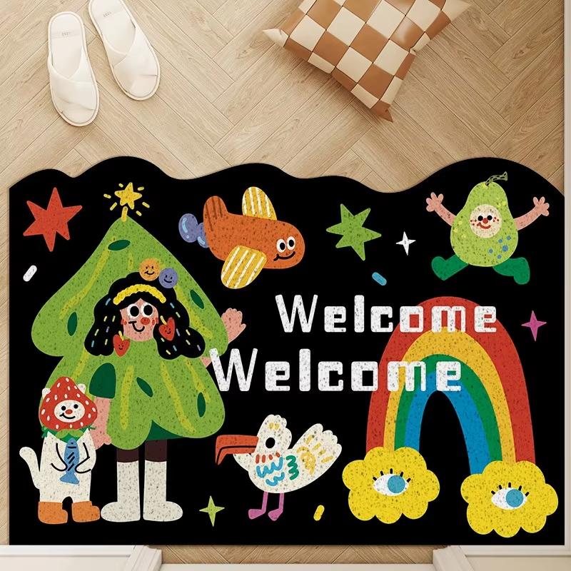 Colorful Letters Welcome Mat  Door Mat  Suitable For Bedrooms, Bathrooms, Kitchens, Outdoors, Laundry Rooms  Floor Mat