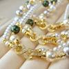 Retro Split Double-Layer Four-Season Mixed Color Shijia Round Pearl Twist Buckle Necklace Light Luxury High-End Sense