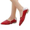 Spring Pointed Women's Shoes Flat-soled Single Shoes Rivet Belt Buckle Commuting Versatile Temperament Women's Single Shoes Comfortable College Style