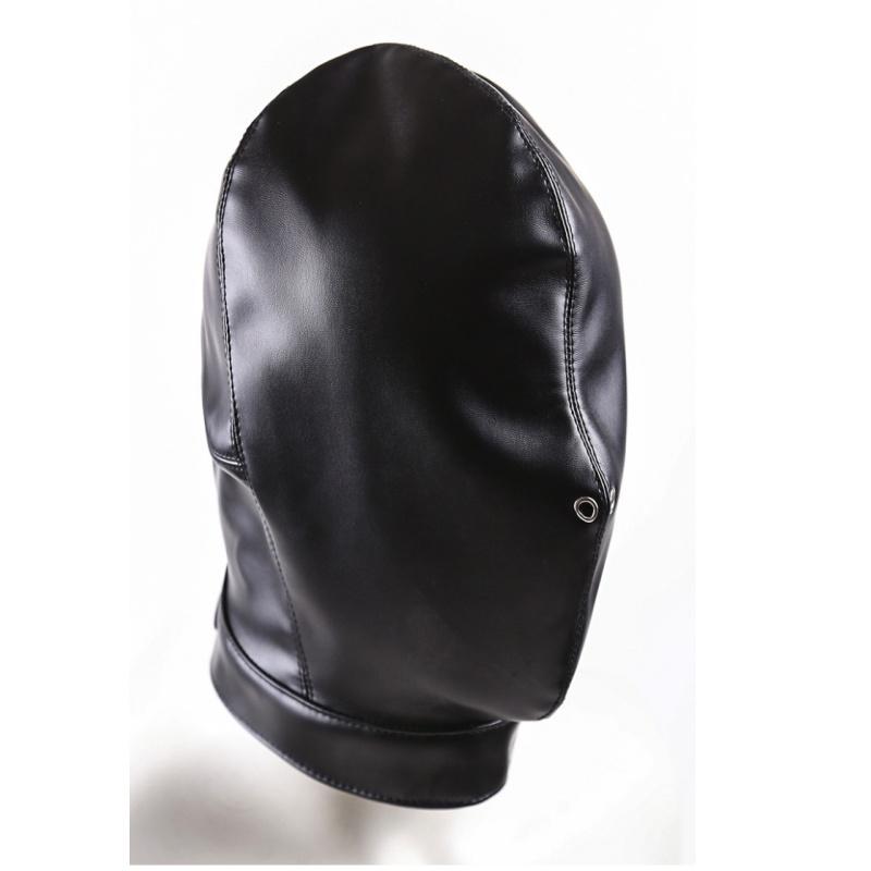 Unisex Damen Herren Cosplay Gesichtsmaske Halloween Sexy PU Leder Kordelzug Vollmasken Kapuze für Rollenspiel Kostüm Kopfbedeckung