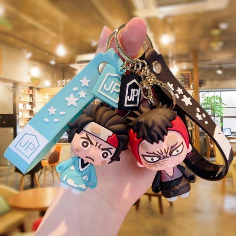 Q-version Anime Demon Fun New Cosplay Angry Pillar Key Chain Tanjiro Zenitsu Kanao Kyojuro Akaza Sanemi Moon Cute Soft Toy  Gift