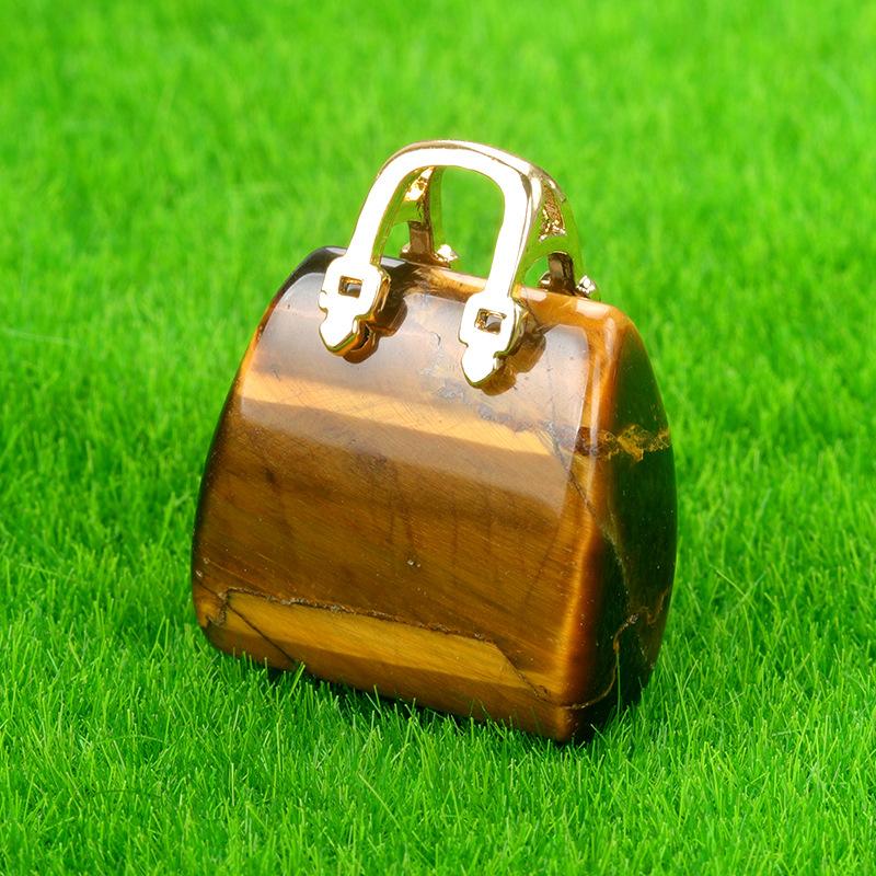 Natural Stone Carved Mini Bag Reiki Healing Crystal Handbag Shape Palm Worry Stones Chakra Balancing Gifts