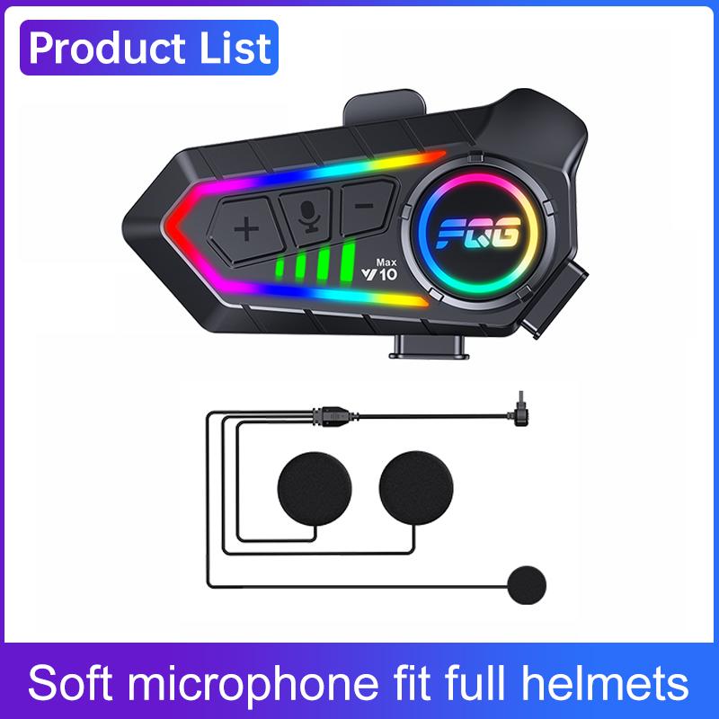 

1/2pcs Y10 Max Bluetooth 6.0 Motorcycle Helmet Intercom Headset Waterproof Moto Intercomunicador Speaker Earphone Handsfree Call