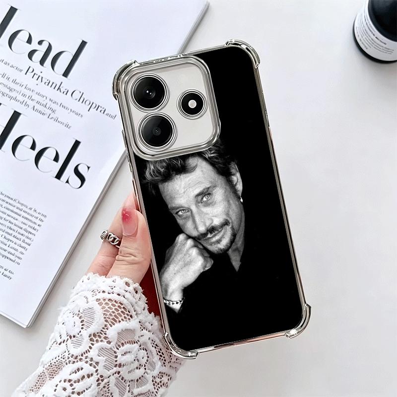 

Johnny Hallyday Music Plating Phone Case For Xiaomi Redmi Note 14 15 Pro Plus 13 12 11 11S 11T 10 9S 9 5G Anti-Fall Airabag Cove Redmi Note 14 Pro 5G
