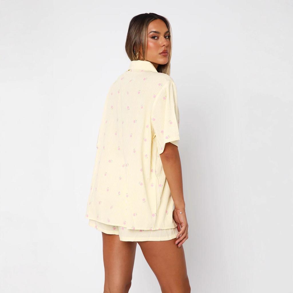 2026 Trendy Women's Personalized Print Casual Loose Shirt & Shorts Set