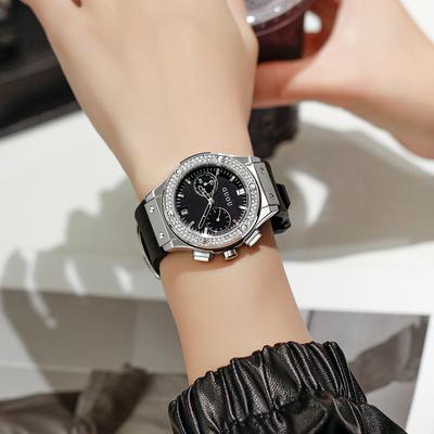 Fashion Watch, Personality, Cool, Handsome, Large Dial, Silicone Strap, Domineering, Rhinestone, Ladies Watch