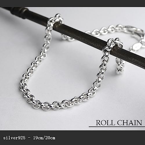[Shinjuku Gin no Kura] Chaîne à Rouleaux Large de 3,2 mm, Argent Sterling 925, 19 cm, Bracelet Homme, Chaîne à Maillons Ronds, Chaîne Azuki Ronde, Volume Important