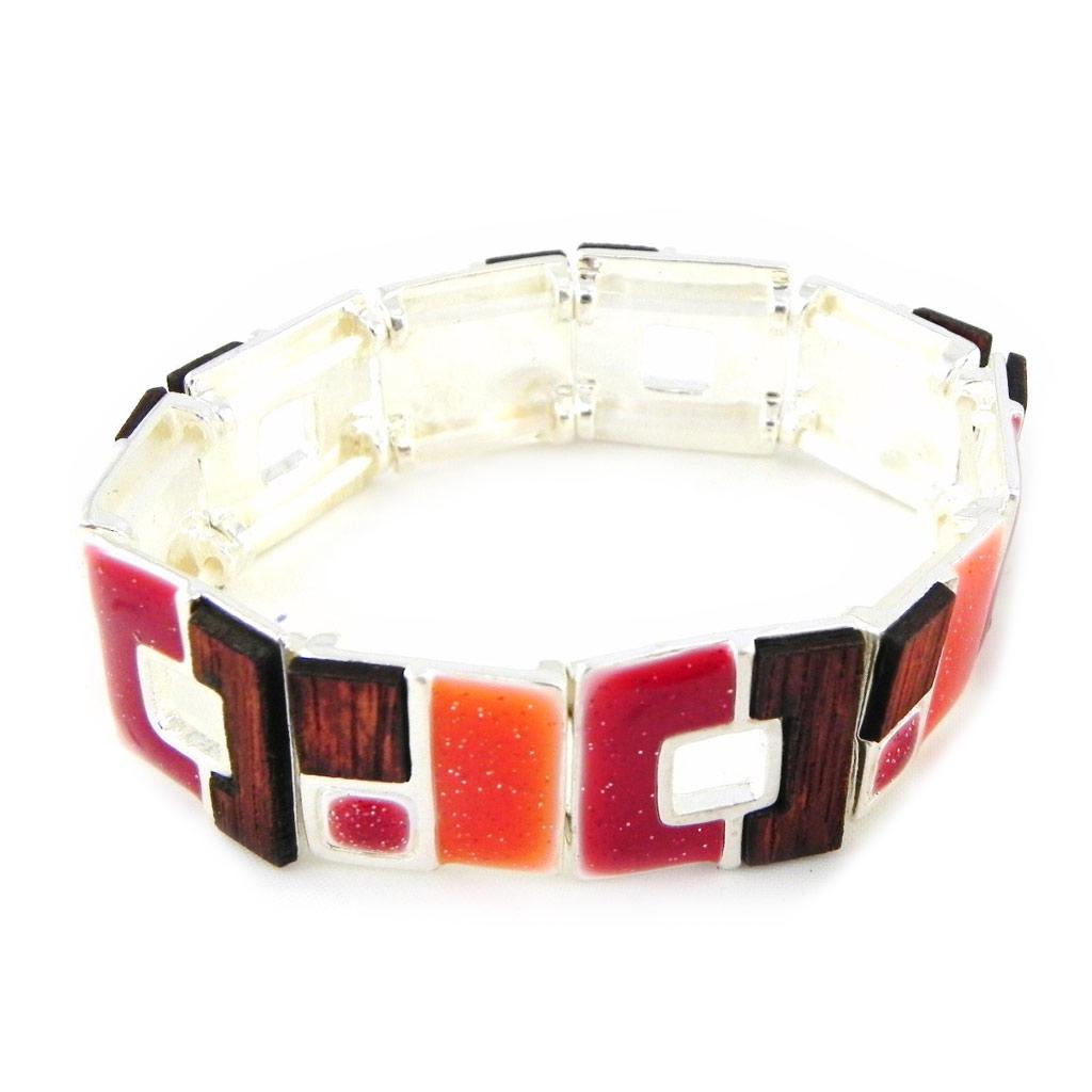 NOA [H0854] - Designer Bracelet 'Bora Bora' Wood Red