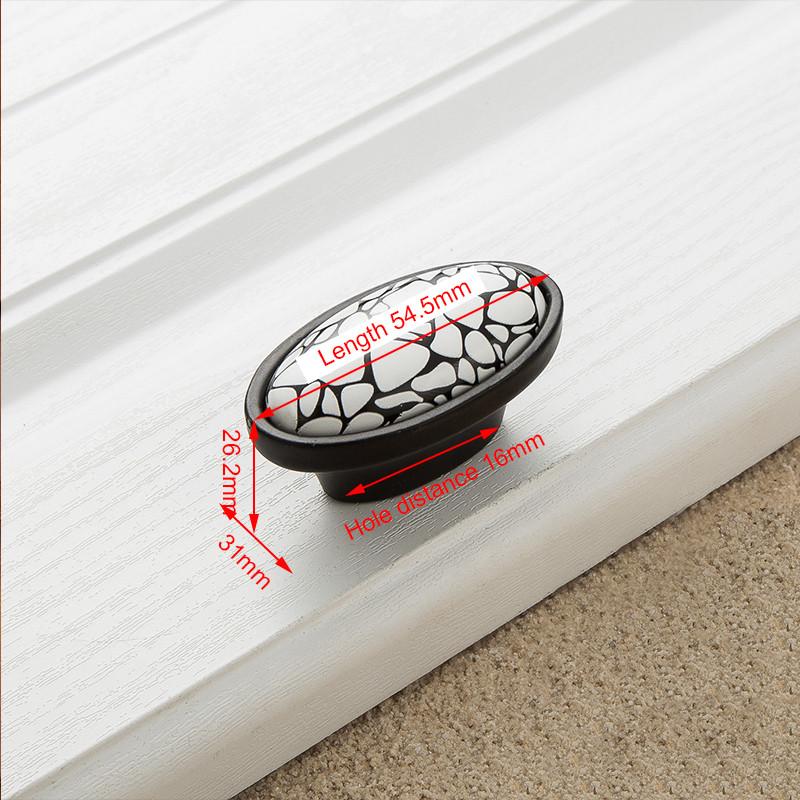 KAK Black Emboss Wardrobe Door Handles Marble Ceramic Cabinet Handles Drawer Knobs American Style Furniture Hardware Pulls