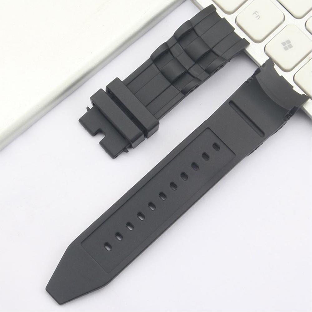1 Pair 26Mm Rubber Black Watch Band Strap For Invicta