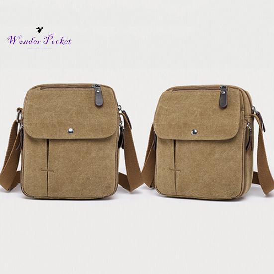 Bolso bandolera informal de viaje multifunción de lona vintage para hombre