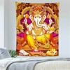 Tapisserie Hindoue Ganesha, Tenture Murale Indienne Style Ethnique, Décor Mural pour Salles de Méditation et Chambres à Coucher