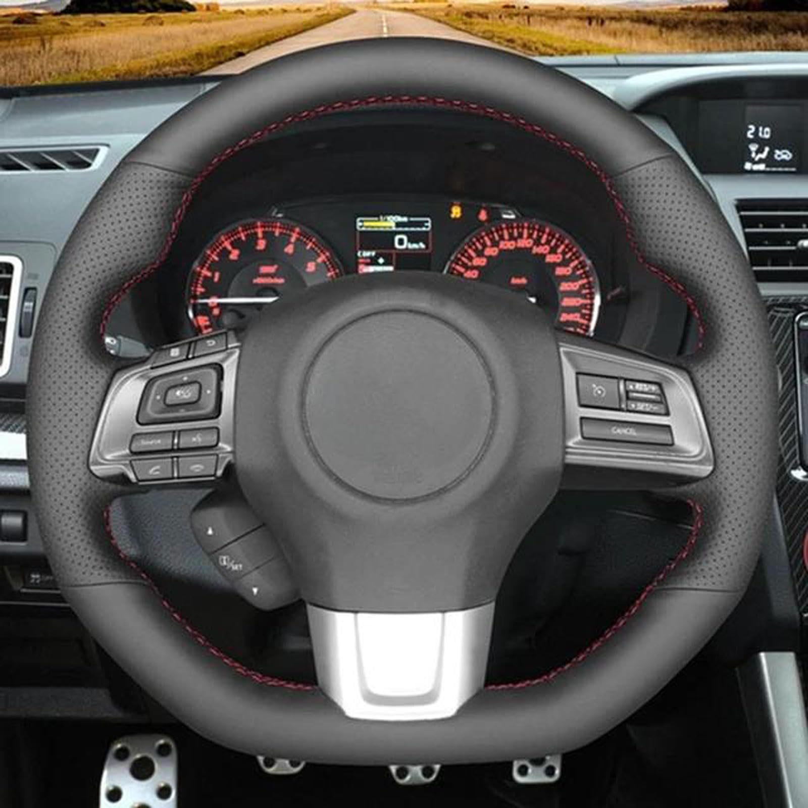 AENQNy Black Suede Leather Braided Car Steering Wheel Cover, Fits