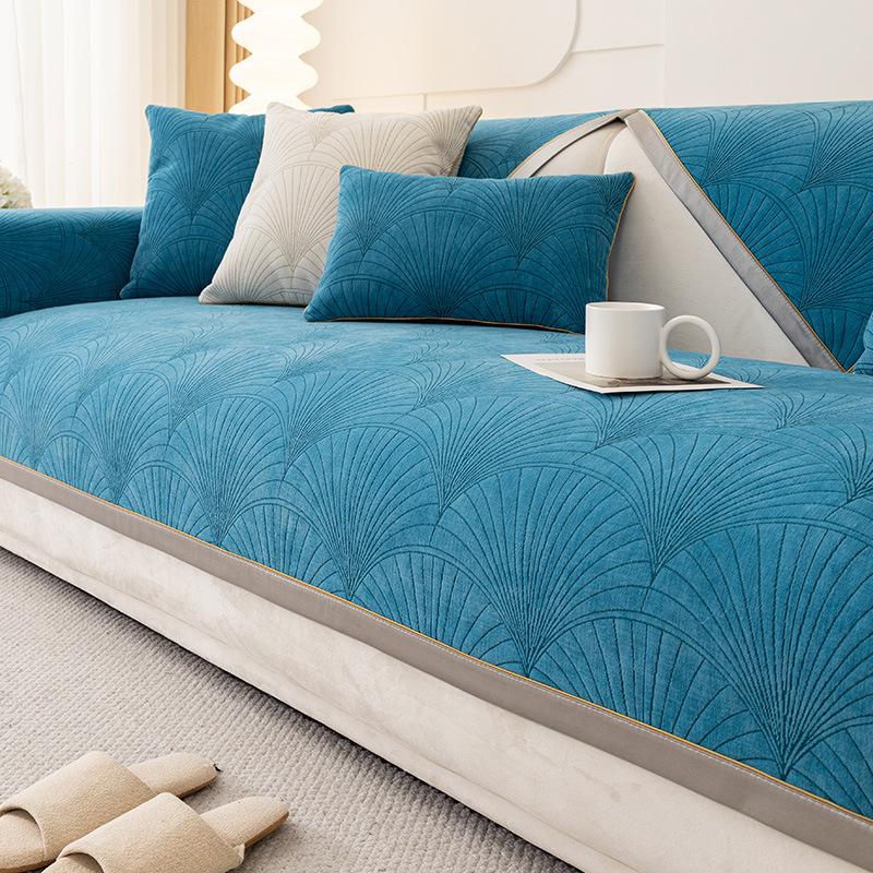 Kamskjell Jacquard Sofatrekk Kjæledyr Barnematte Sklisikker sofa Sliptrekk Beskyttertrekk Universalt sofahåndkle til stueinnredning