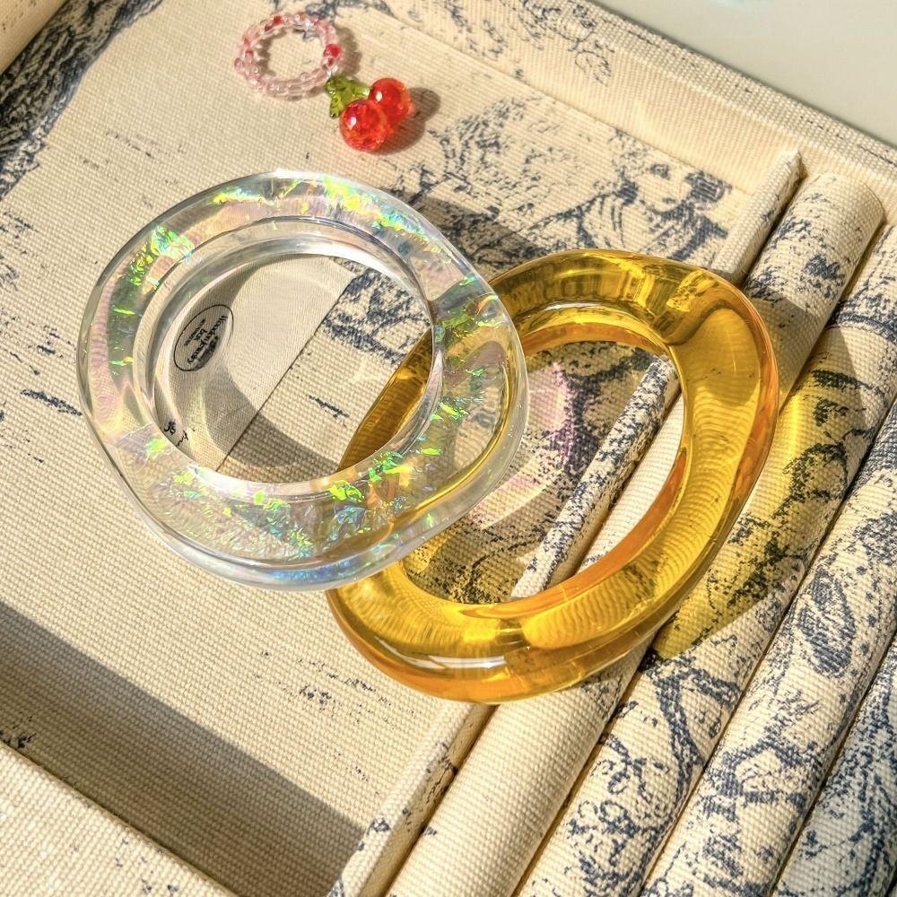 Simple Transparent Bangle Shining Women Hand Ring Fashion Exaggerate Resin Bracelet  Beach
