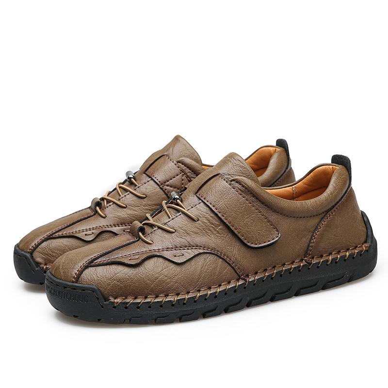 Fashion Handmade Leather Men Shoes Casual Slip On Loafers Breathable Leather Shoes Men Flats Fashion Moccasins Tooling Shoes Plus Size48