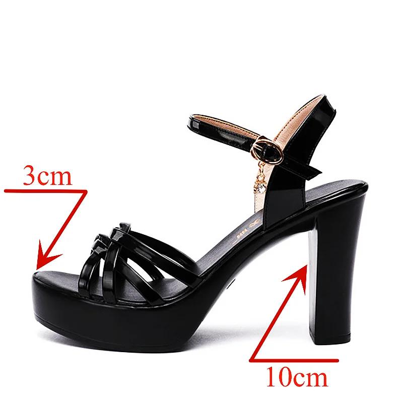 Übergröße 32-43 Blockabsatz Plateau Schuhe Leder 2025 Sommer High Heels Sandalen Damen Elegant Silber Rot Weiß Hochzeitsschuhe