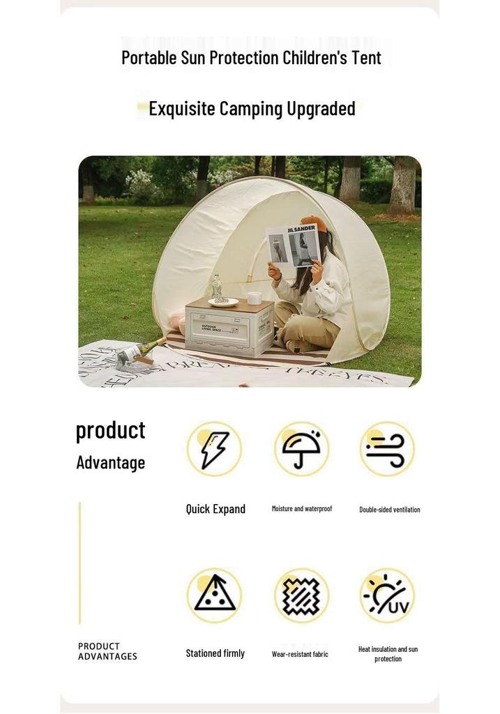 Children's Portable Outdoor Folding Beach Sun Tent with Cooking Utensils
