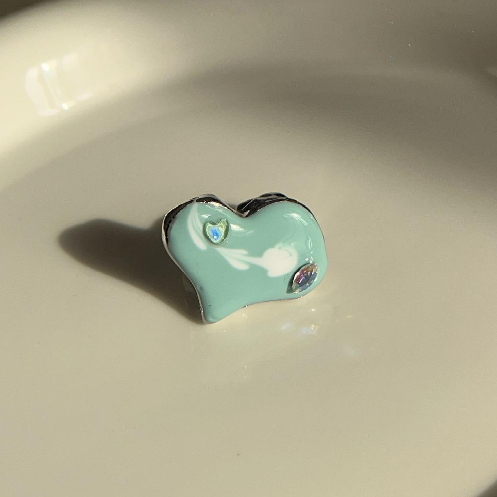 Geometric Enamel Love Heart Ring Open Ring Irregular Enamel Ring Painting Ring  Women