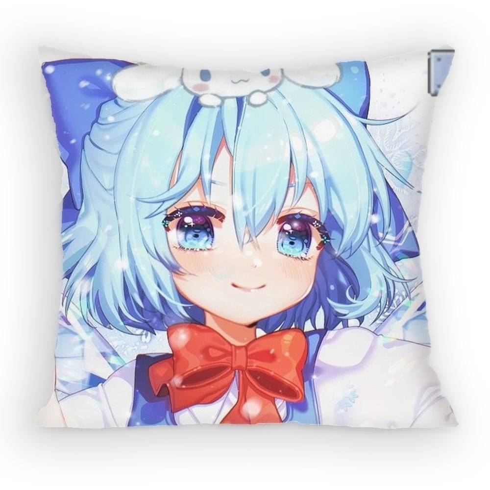 TOUHOU Project Cirno Cute Anime Girl Pillow Case Sofa Living Room Bedroom Headboard Backrest Cushion Square Cushion Nap Time