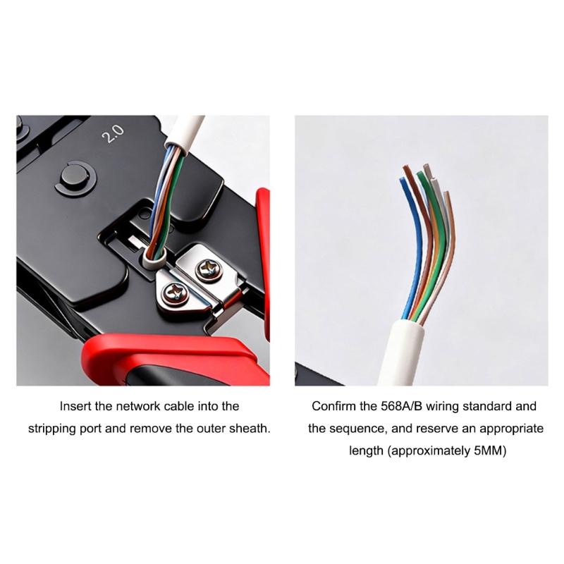 Ratcheting Modular Data Cable Crimper Wire Stripper Wire Cutter for Cat6a Cat6 Cat5 Ergonomic Slip Resistant