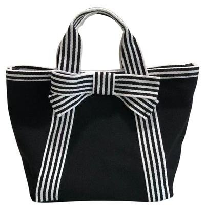 CLAFTLAB SAIL Canvas Tote Bag, Fashionable, Perfect for Walking, Shopping, Commuting, Travel, and Work, with Ribbon (Black), Women's, Sub-Bag,