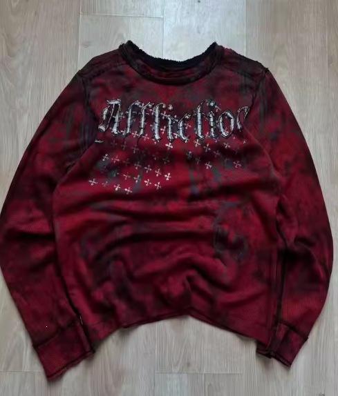 Cross-border vintage feather wing print foreign trade European and American printed crew neck elegant commuter long-sleeve women