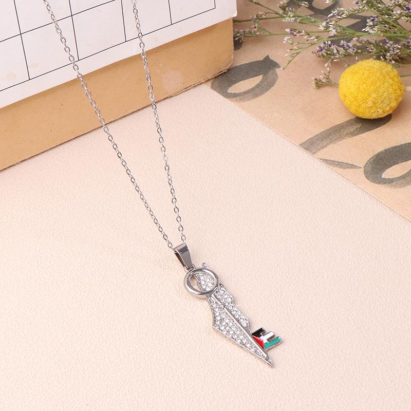 Halsketten mit Anhänger Al-Aqsa-Moschee aus Edelstahl, 18 Karat vergoldet, ethnischer islamischer Charm-Schmuck, Geschenk für Frauen und Männer