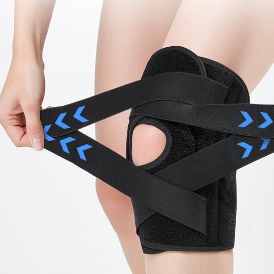 Sports Knee Pad Pre-Shaped Arc Sleeve with Silicone Knee Injury Prevention Anti-Slip Strip Adjustable Compression Neoprene