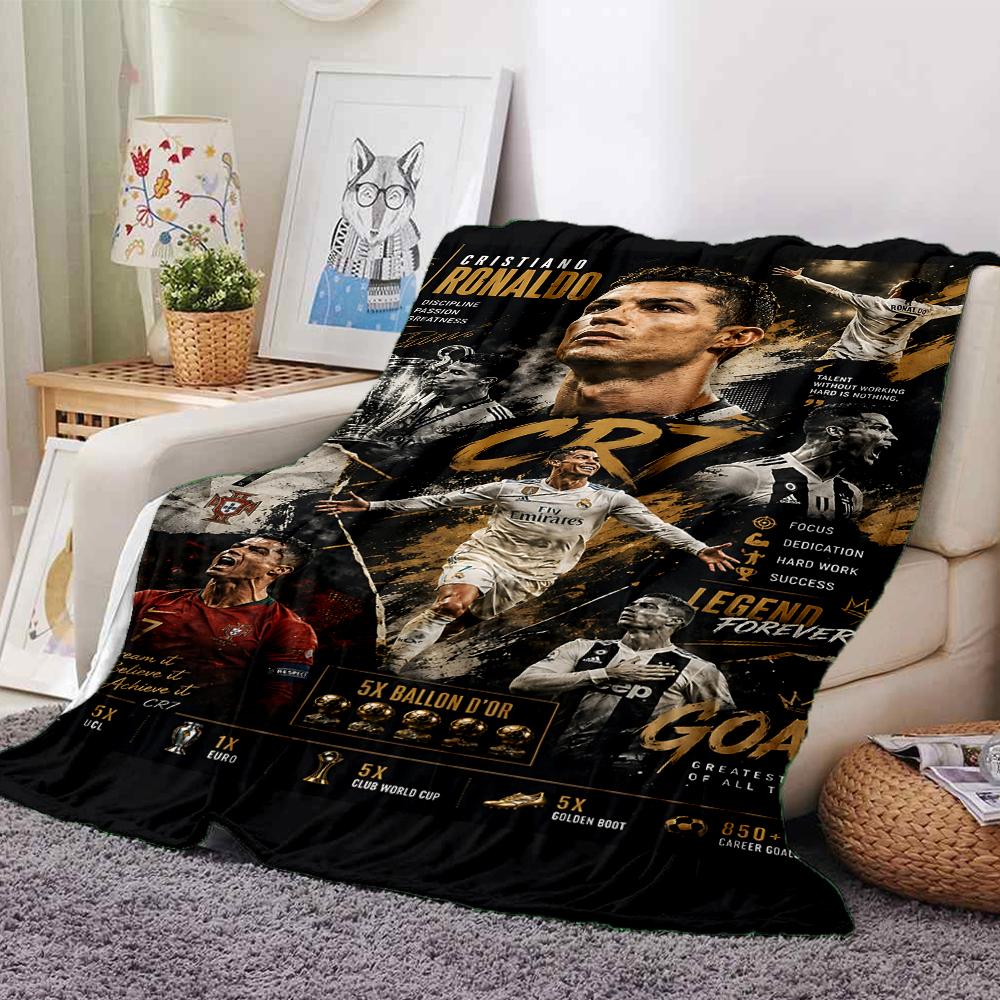 Ronaldos Legacy Lights bedruckte Flanelldecke, atmungsaktiv und warm, ein stilvolles Geschenk für Zuhause, geeignet für den Gebrauch zu Hause, im Büro und als Tagesdecke. 0713a5