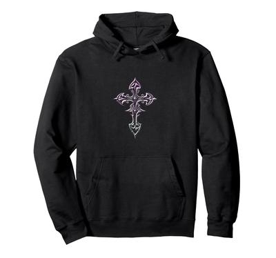 Emo Goth Cross Minimal Gothic Symbol Alt Y2K Hoodie