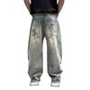 American High Street Vibe Casual Ripped Jeans Men's Summer Thin Loose Straight Wide Legs Trendy Brand Ruffian Handsome