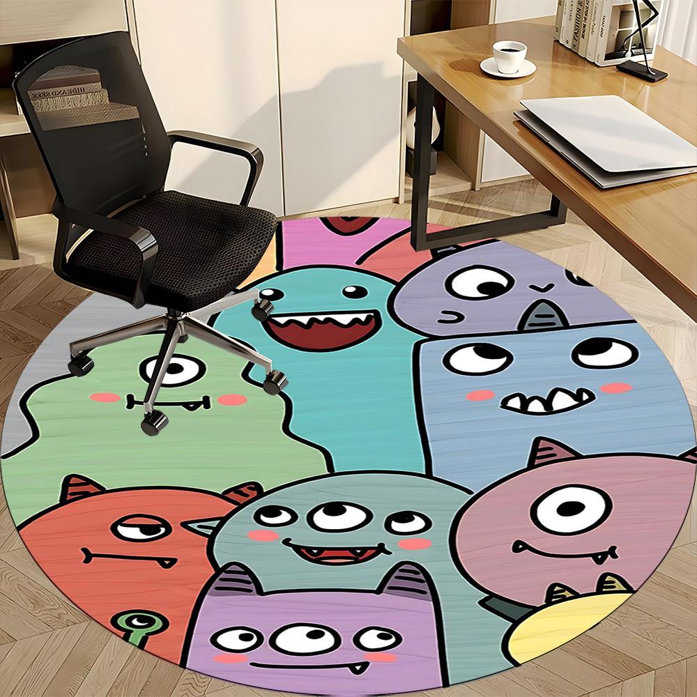 1pc Monster Creatures Office Round Area Rug, Under Office Chairs Bedroom Living Room Home Decor, Room Deco