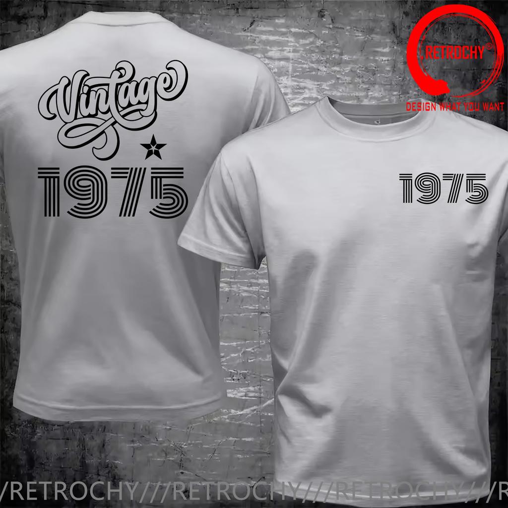 Vintage Classic 1975 T Shirt Unisex Father Day Dad Birthday Gift Tshirt Cotton Shortsleeved Printed Tshirt Stylish Fashion Tees