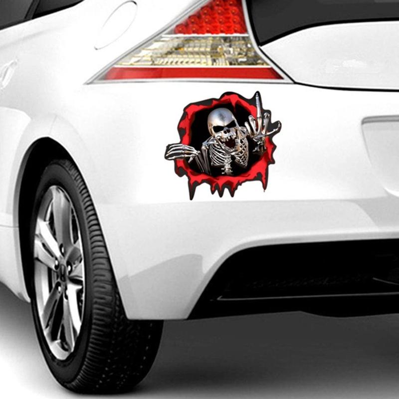 Personalized Skull Middle Finger Car Decoration Decal Waterproof Car Sticker Suitable for All Kinds of for Cars 15x14cm