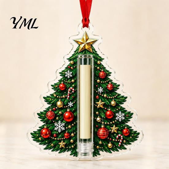 Transparent Cash Gift Ornament Christmas Ornament, Acrylic Money Holder, Funny Xmas Decorative Capsule Tree/Bow/Santa/Bell Shaped Hanging Decoration